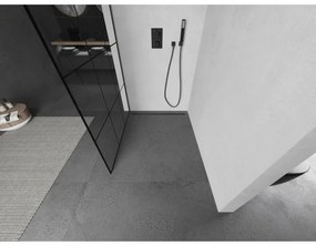 Mexen Kioto L, sprchová zástena Walk-In 100 x 200 cm, 8mm číre sklo čierny vzor, grafitový profil, 800-100-103-95-77