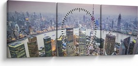 Obraz - Shanghai, Čína (s hodinami) (90x30 cm)
