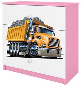 Komoda Babydreams 80 cm nákladné auto ružová