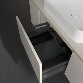 VILLEROY &amp; BOCH Legato závesná skrinka pod umývadlo na dosku (umývadlo v strede), 3 zásuvky, 1200 x 500 x 380 mm, Soft Grey, B75700VK