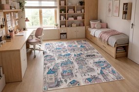 Detský koberec protišmykový BAMBINO 61560 béžový / modrý