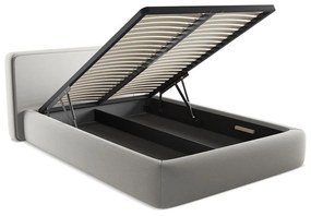 Svetlosivá čalúnená dvojlôžková posteľ s úložným priestorom s roštom 140x200 cm Kiana – Makamii
