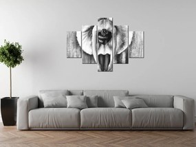 Gario Ručne maľovaný obraz Sivá rozcvička baletky - 5 dielny Rozmery: 150 x 70 cm