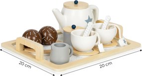 Drevený čajový set pre deti 17 dielov ECOTOYS – čajový servis na hranie