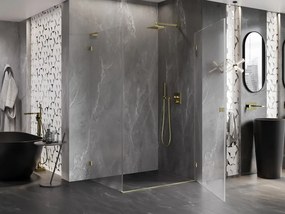 Mexen Lunar-B L pravý výklopný sprchový kút 95 x 80 cm, číre sklo, zlatá matná, 832L-095-080-55-00-P