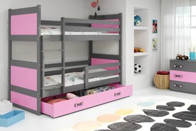 Poschodová posteľ RICO 2 - 200x90cm - Grafitový - Ružový