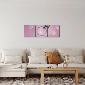Obraz - Motýľ (s hodinami) (90x30 cm)
