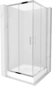 Mexen Rio štvorcová sprchová kabína 90 x 90 cm, námraza, chróm + brodzik, biela - 860-090-090-01-30-4510