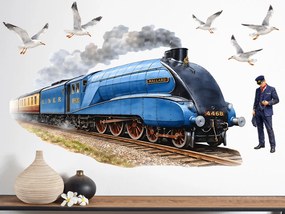 Vlak Mallard textilní prelepiteľná nálepka na stenu hárok 75 x 46 cm