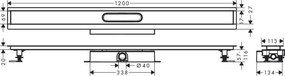 Hansgrohe uBox universal, úplná sada pre plochú inštaláciu - 1200 pre vrchné sady sprchových žľabov, HAN-56021180
