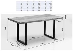 Symphony jedálenský stôl 200x100 cm dub/surová oceľ