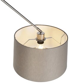 Oceľové závesné svietidlo s tienidlom z ľanového plátna v odtieni taupe 35 cm - Blitz