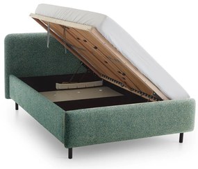 Tmavozelená čalúnená dvojlôžková posteľ s úložným priestorom s roštom 160x200 cm Primo – Meise Möbel