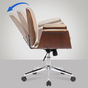 Design-Shop Kancelárska stolička Kemberg - koženka, drevo orech - Krémová