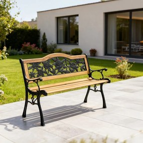 JU Záhradná lavička 125 x 52 x V 78 cm, motív ruže, borovica