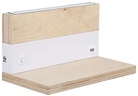 Drevená nástenná lampa + biela s poličkou LED 4000k - POSLEDNÝ KUS