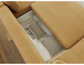 Menčestrová rozkladacia rohová pohovka v horčicovej farbe (ľavý roh/do "U") Lucien – Bobochic Paris