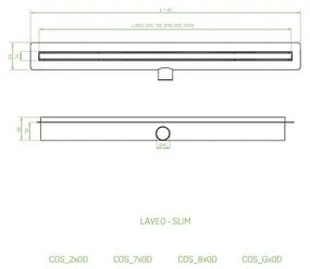 Laveo Slim, lineárny odtok s mriežkou 70 cm, ružové zlato, LAV-COS_870D
