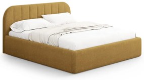 Čalúnená dvojlôžková posteľ s úložným priestorom s roštom 160x200 cm v horčicovej farbe Juno – Windsor & Co Sofas