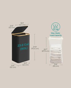 Koš na prádlo Leslie 90 L černý