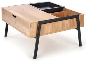 Konferenčný stolík Podium, prírodné drevo / čierna