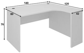 Rohový stôl SimpleOffice 140 x 120 cm, pravý, čerešňa