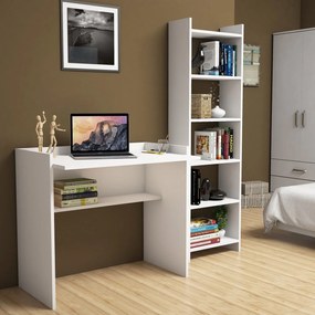 Psací stůl KARMA s knihovnou bílý