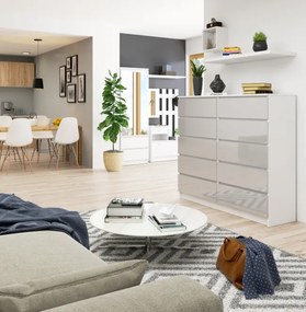 Komoda K140 10SZ CLP metalická lesk