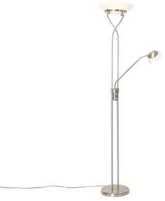 Oceľová stojaca lampa s LED a stmievačom s lampou na čítanie - Empoli
