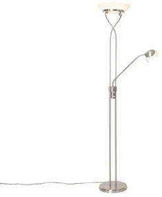 Stojaca lampa z ocele vrátane LED a stmievača s lampou na čítanie - Empoli