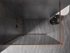 Mexen, Mexen Kioto-XF sprchová stena s rámom 140 x 202 cm, grafit 10 mm, brúsená meď - 800-140-104-65-40-X