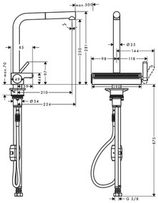 Hansgrohe Aquno Select M81 - Páková kuchynská batéria 250, vyťahovateľný výtok, 2jet, chróm 73836000