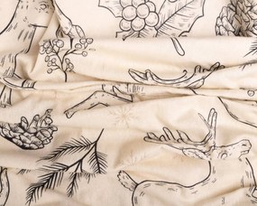 Matex Flanelové obliečky 140x200 + 70x90 cm - Tradičné Vianoce béžové