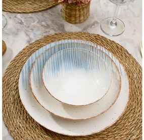 24-dielna jedálenská súprava, biela/modrá, porcelán