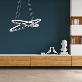 Toolight Toolight, LED krištáľové svietidlo 70x40,5cm, APP771-3CP, strieborná, OSW-05022