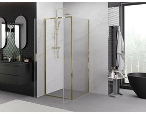Mexen Exo, výklopný sprchový kút 100 x 100 cm, číre sklo, zlatá, 814-100-100-50-00