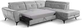 Rohová sedacia súprava Sergio, svetlo šedá látka, pravý roh