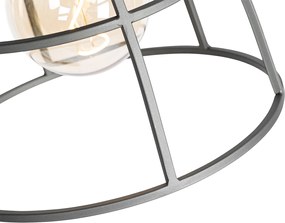 Priemyselná stojaca lampa tmavosivá s drevenými prvkami - Arthur