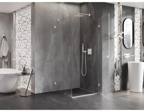 Mexen Lunar-B L, 1-krídlový sprchový kút, pravý, 80 x 80 cm, 8mm číre sklo, biely profil, 832L-080-080-20-00-P