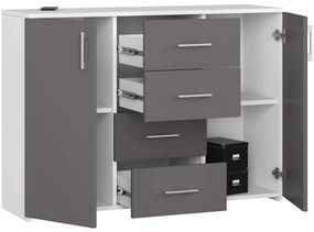 Komoda TORVI K 110 cm matná biela/matná grafitovo sivá