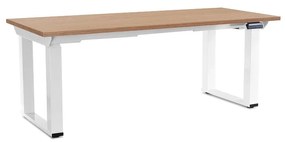 Výškovo nastaviteľný stôl OfficeTech Strong 180 x 80 cm, biela podnož, dub