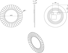 Sapho Sapho, LUMIRO STRIP guľaté zrkadlo s LED osvetlením v ráme, priemer 90cm, carina, LR950-4141S