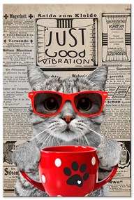 Artgeist Obraz - Cat With Coffee (1 Part) Vertical Veľkosť: 40x60, Verzia: Premium Print