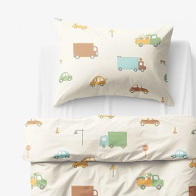Goldea detské bavlnené obliečky - svet autíčok 140 x 200 a 70 x 90 cm
