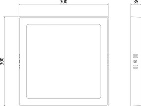 Mexen LDSS, LED stropné svietidlo, rozmer 30 x 30 cm, 24W, studená - 6500K, 1920 lm, čierna - L213-030-2465-70