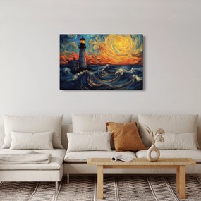 Obraz - Maják vo vlnách (90x60 cm)