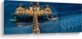 Obraz - hotel na pláži (s hodinami) (90x30 cm)