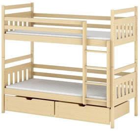 Detská poschodová posteľ 90 cm Aras (borovica). Vlastná spoľahlivá doprava až k Vám domov. 615002