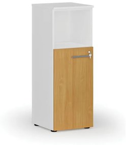 Kombinovaná kancelárska skriňa PRIMO WHITE, 1087 x 400 x 420 mm, biela/buk