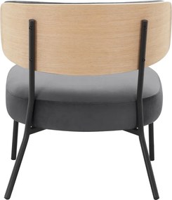 Sivé zamatové kreslo s podnožkou Jerry – Støraa